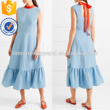 Vente chaude Bleu Sans Manches Cravates Ourlet Midi Midi D&#39;été Dressage Fabrication En Gros Mode Femmes Vêtements (TA0002D)